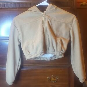 SHEIN Tan Cropped Hooded Jacket